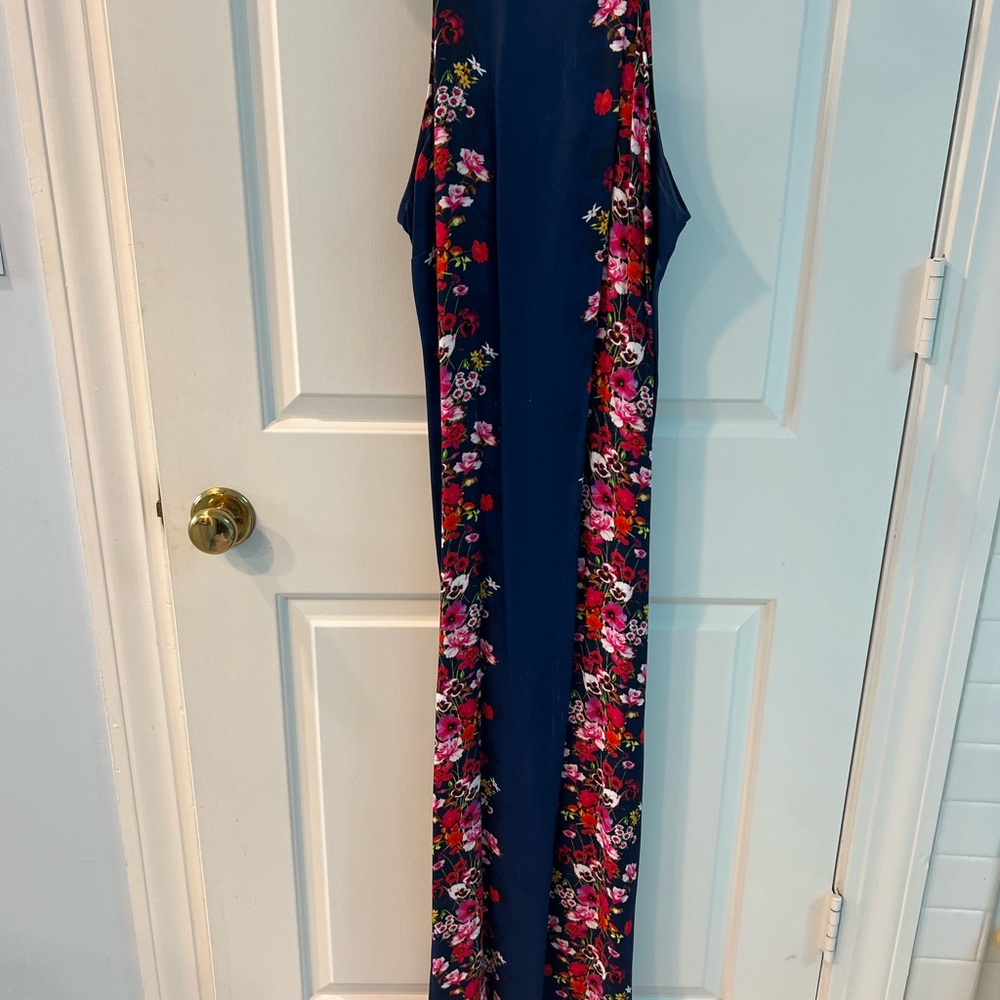 Anthropologie Navy and Pink Floral Dress